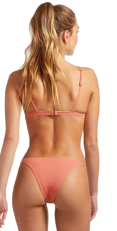 Vitamin A EcoRib Carmen Bikini Bottom in Soft Coral