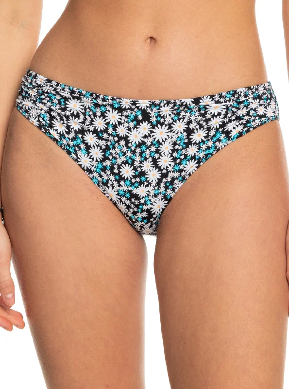 Printed Beach Classics Hipster Bikini Bottom - Anthracite Cute Daisies