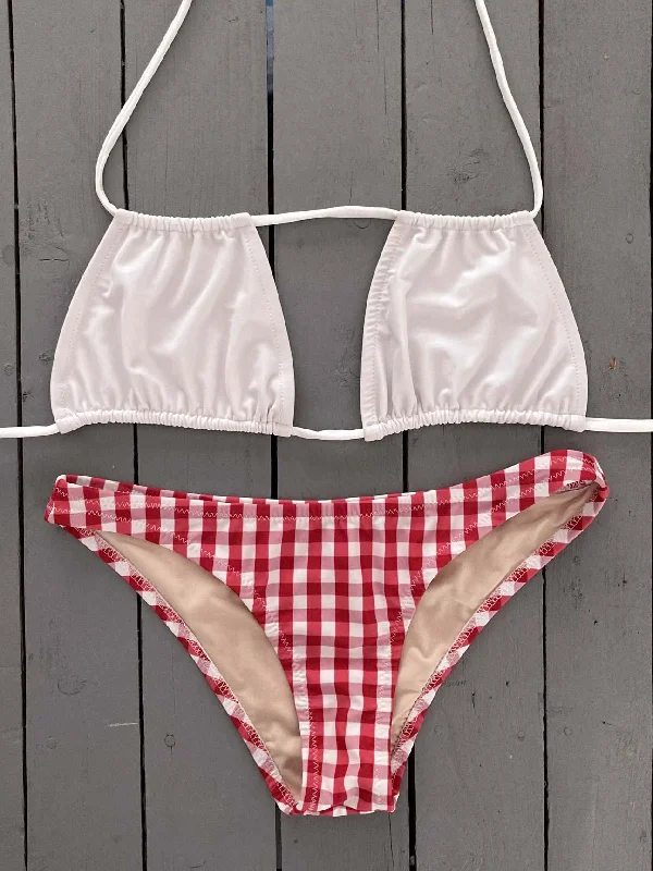 Classic Red Plaid Bikini Bottom