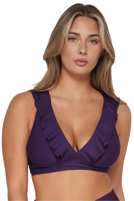 Sunsets Willa Wireless D/DD Cup Ruffle Bikini Top - Paradise Plum