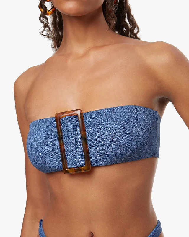 Buckle Bandeau Denim Bikini Top