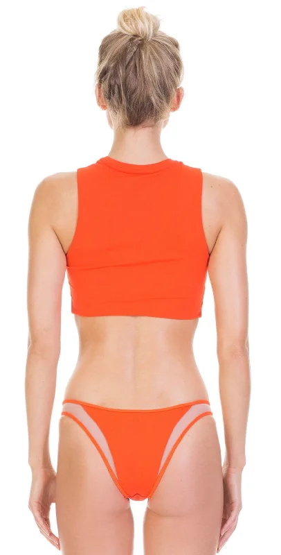 Tori Praver Manon Fine Rib Bikini Bottom In Hot Orange