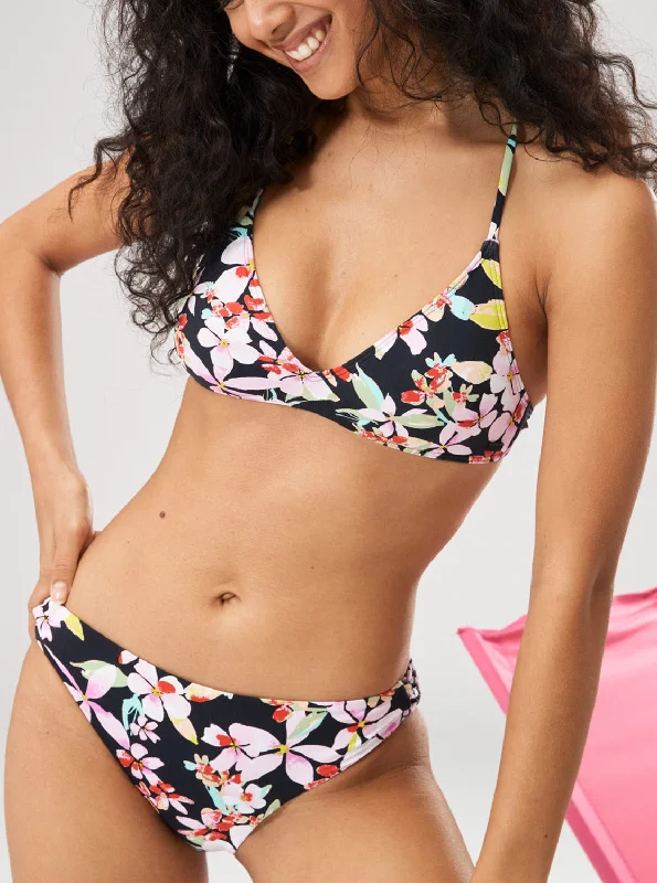 Printed Beach Classics Strap Hipster Bikini Bottom - Anthracite New Life