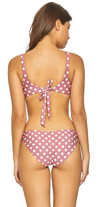 PilyQ Dot Basic Ruched Full Coverage Bikini Bottom