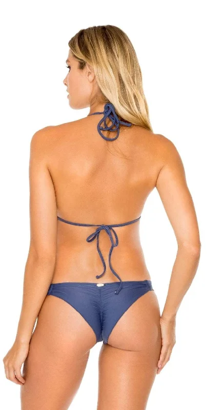 Luli Fama Cosita Buena Strappy Brazilian Bikini Bottom in Blue