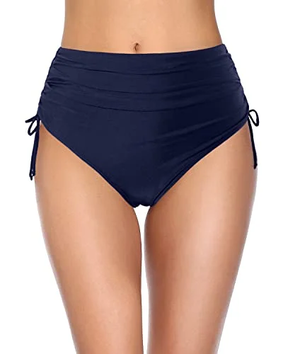 Women's Full Coverage Swim Bottom Tummy Control Bikini Bottoms-Navy Blue