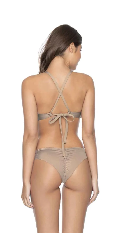 PilyQ Sandstone Basic Ruched Teeny Bottom