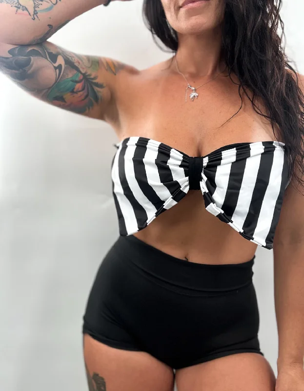 Salty Savage Ladies Bandeau Bow Striped Bikini Top