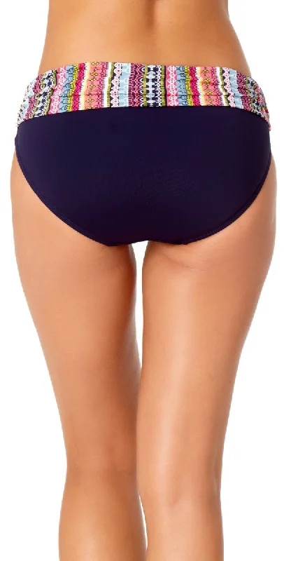 Anne Cole Jet Set Stripe Fold-over Bikini Bottom in Navy