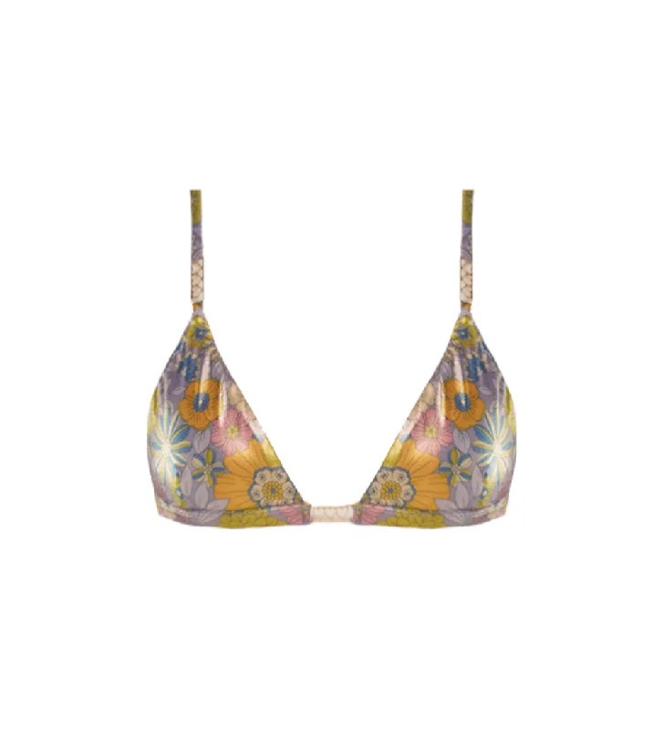 Dalia Metallic Flowers Bikini Top