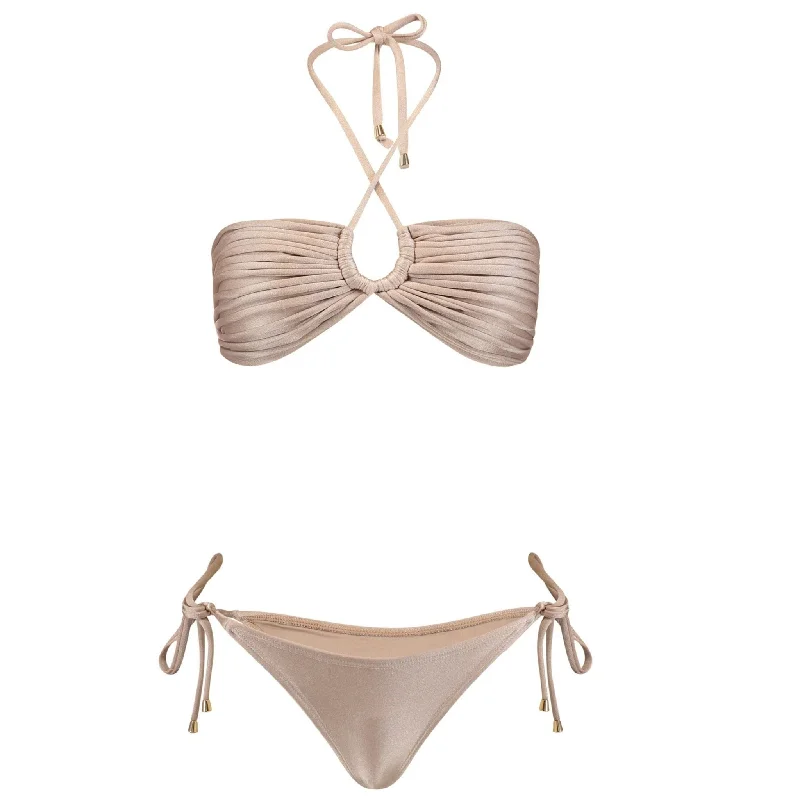 Mykonos Inverted Tri-Top Bikini Set | Cream Pearl