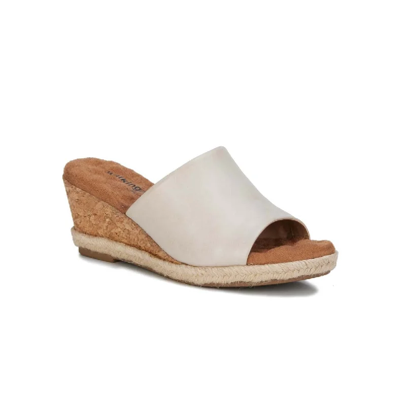 Walking Cradles Adele Women Wedge Slide Sandal In Ivory Nappa Leather