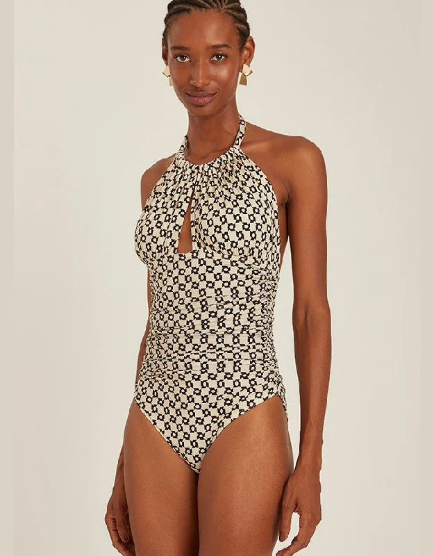 Ruched Adjustable Halter One Piece Symmetry