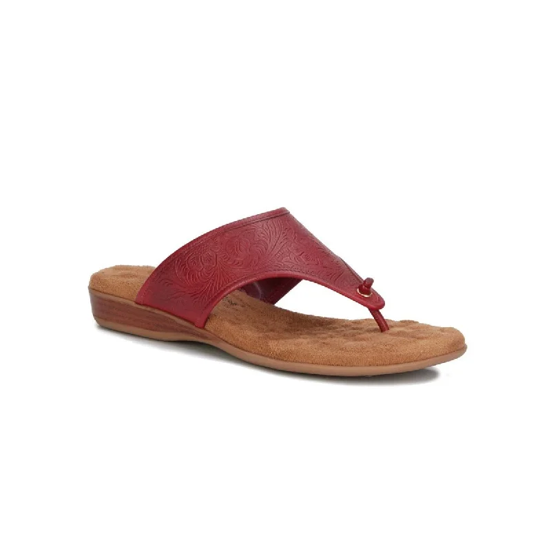 Walking Cradles Wc Nella Ii Women Flip-flop Sandals In Red Tooled Leather