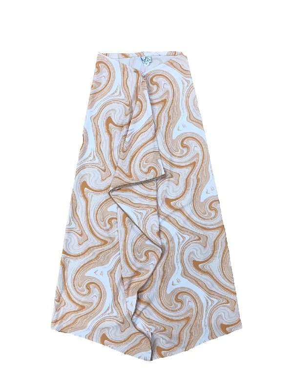 Neutral Swirl Non Stretch Sarong Swim Skirt