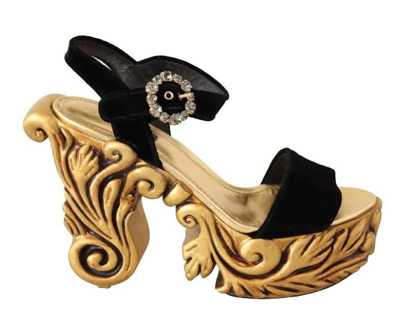 Dolce & Gabbana Baroque Velvet Heels in  and Women's