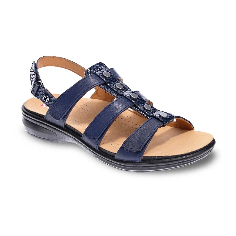 Revere Toledo Women Sandals In Navy Snake/blue