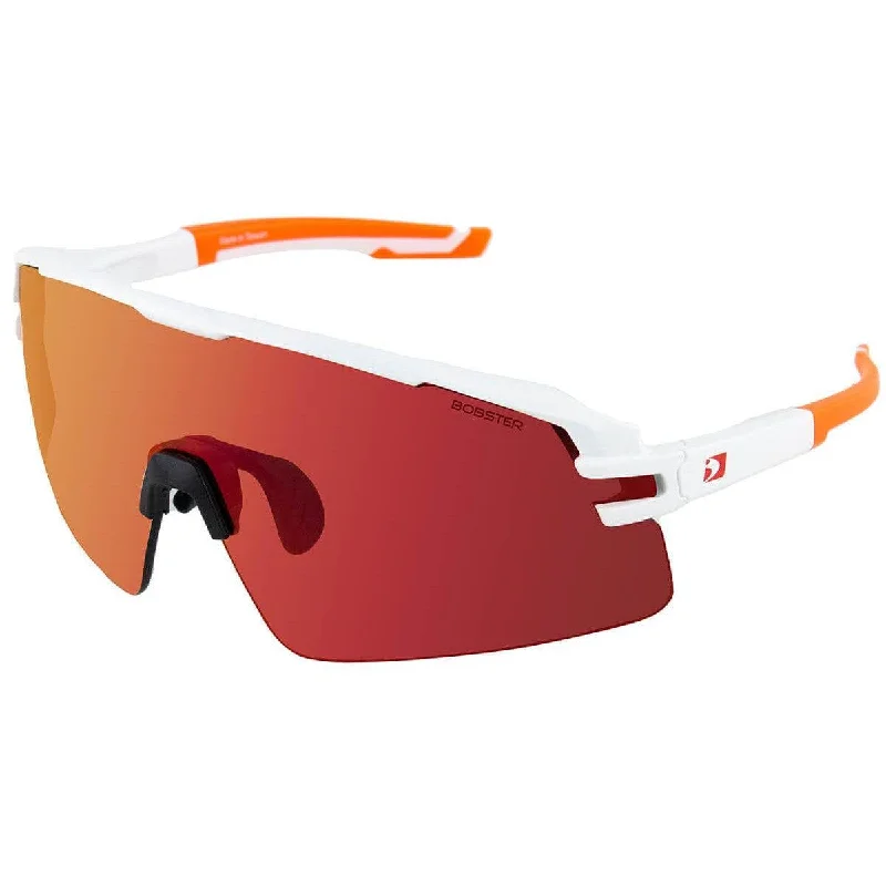 Bobster Flash Cycling Sunglasses with Matte White/Orange Frame and Smoke Black Red Revo Lens