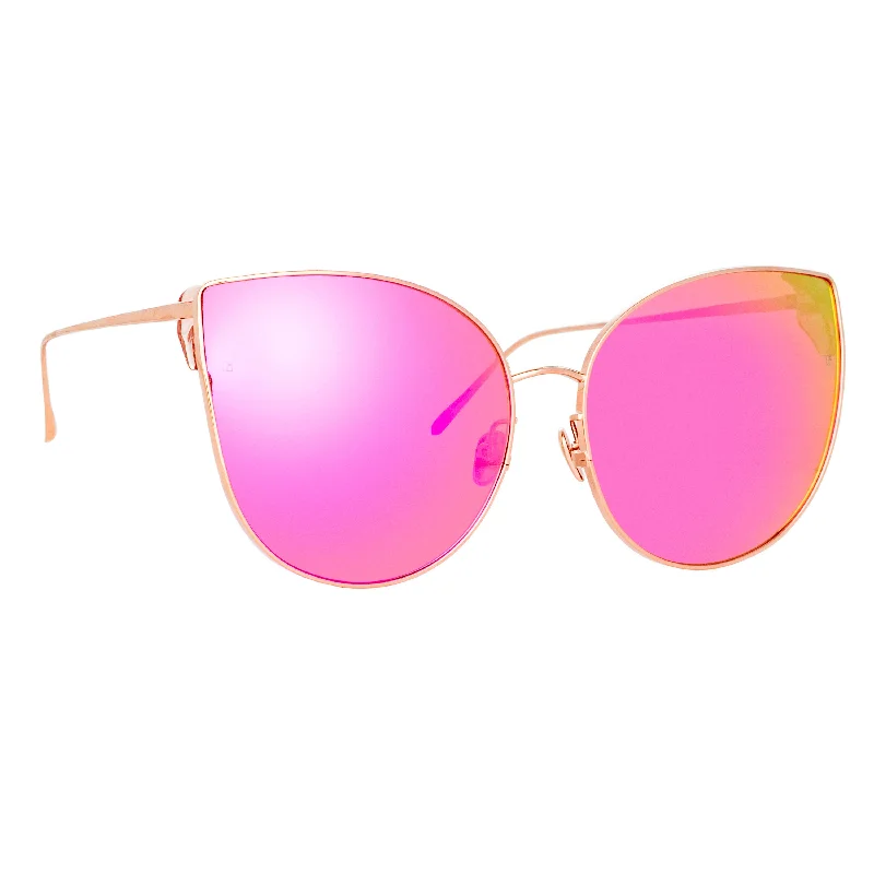 Flyer Sunglasses in Light Gold and Pink