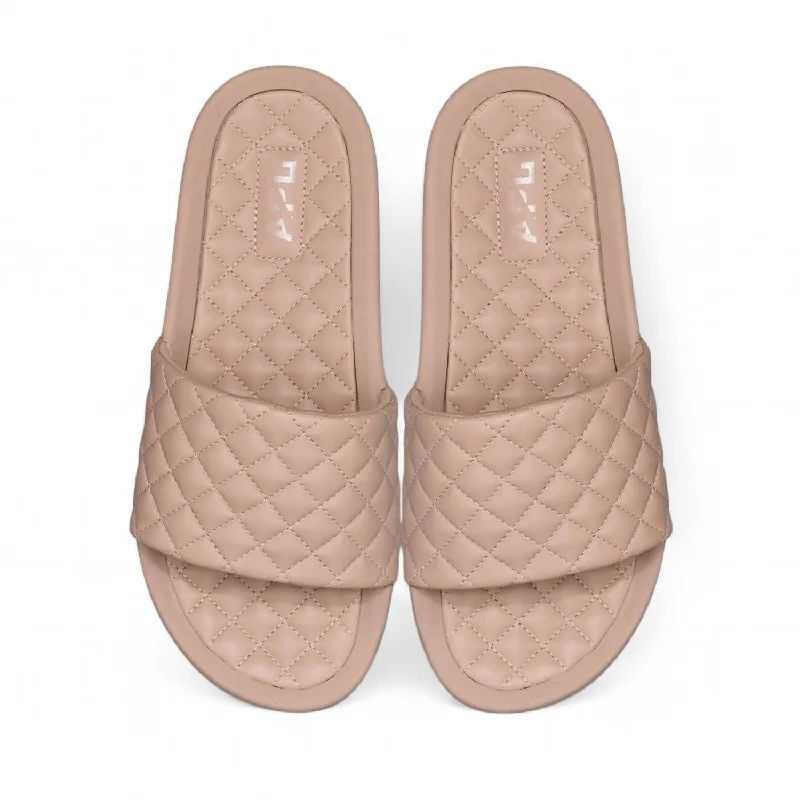 Women's Lusso Quilted Leather Slide In Rose Dust