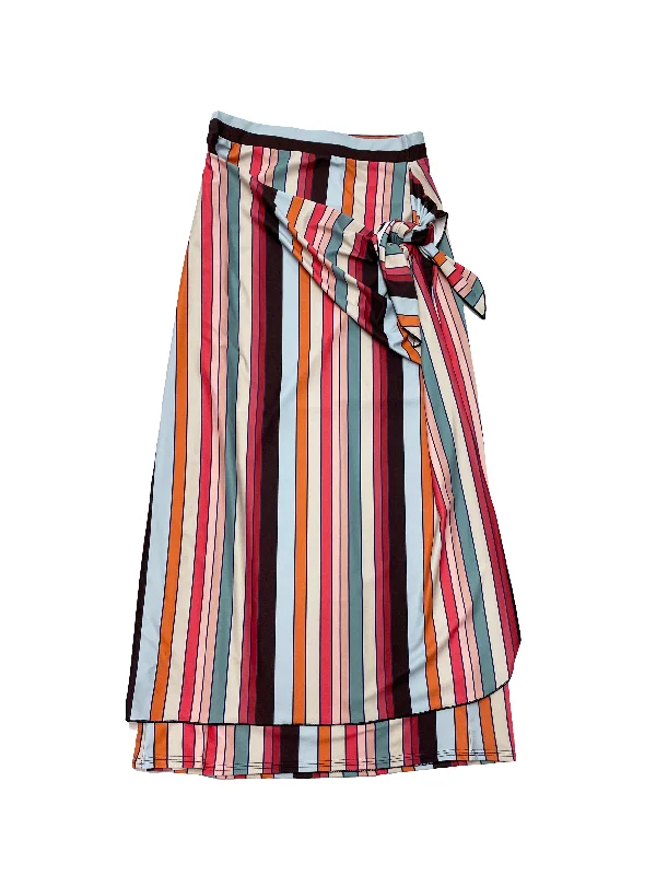 Multi Stripe Maxi Wrap Swim Skirt