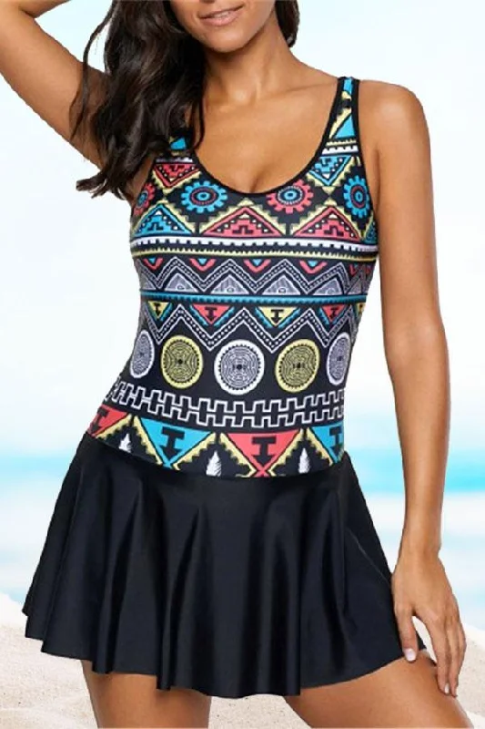 Cool Geometric Print One Piece Swimwear