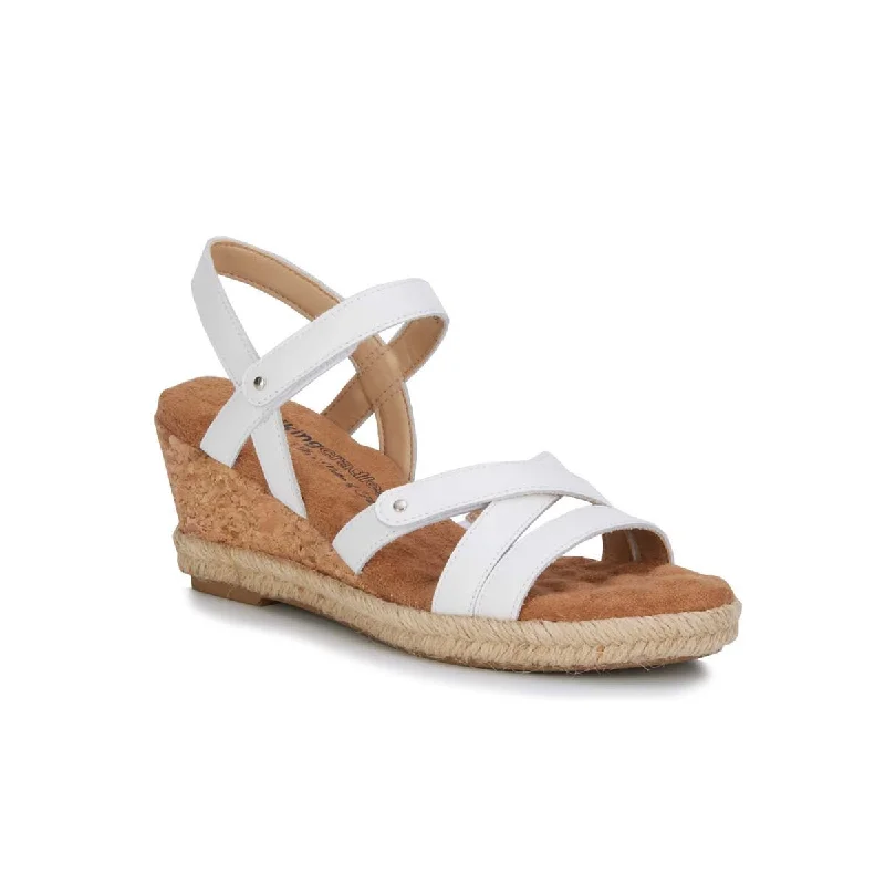 Walking Cradles Wc Alba Women Wedge Sandal In White Soft Atanado Leather