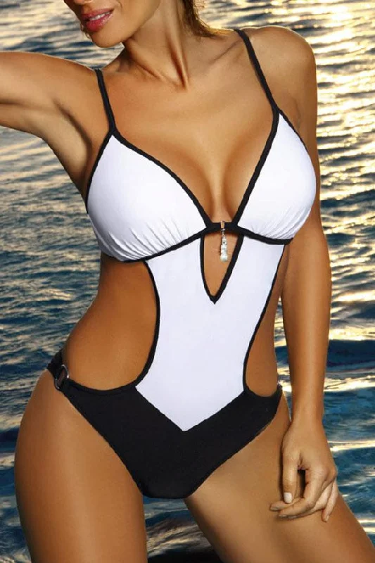 Color Block Stunning One Piece Swimwear