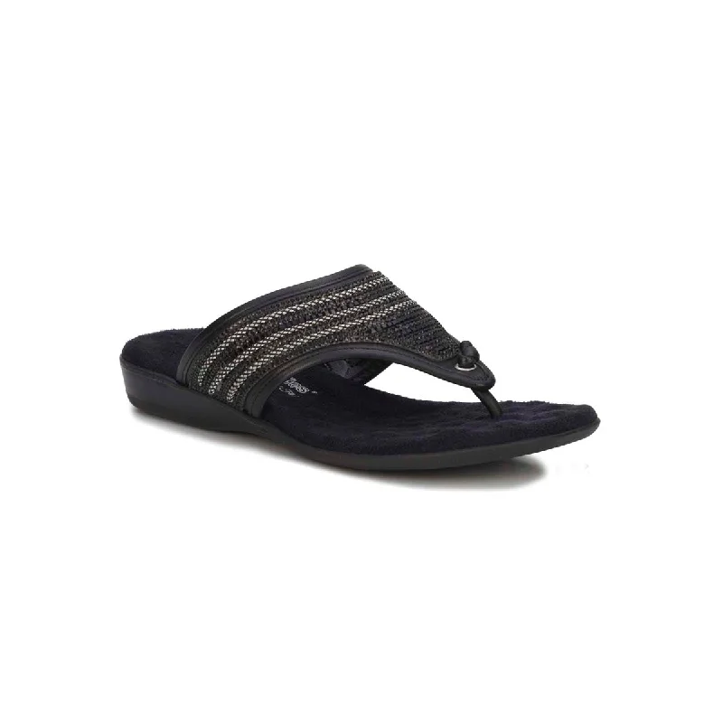 Walking Cradles Wc Nella Ii Women Flip-flop Sandals In Black Embellished Leather