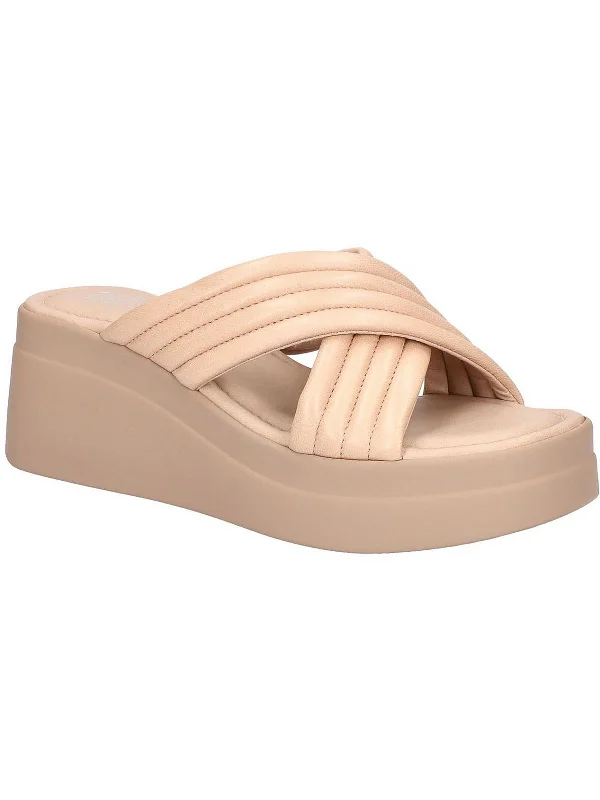 Maz-Italy Womens Slide Quilted Wedge Sandals