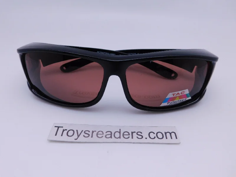 Large Square Polarized Fit Overs in Black with Amber Lens