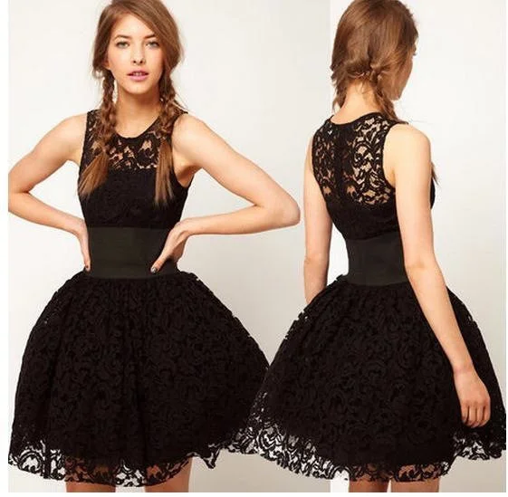 FASHION BLACK LACE BITTER FLEABANE BITTER FLEABANE SKIRT SUNDRESS