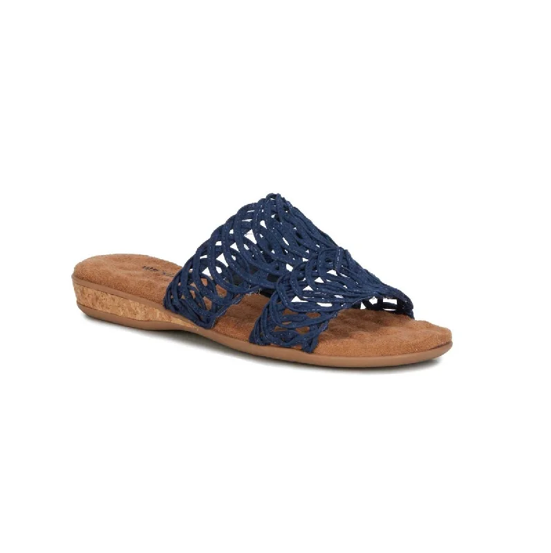 Walking Cradles Wc Calla Women Slip-on Sandal In Navy Suede Fabric