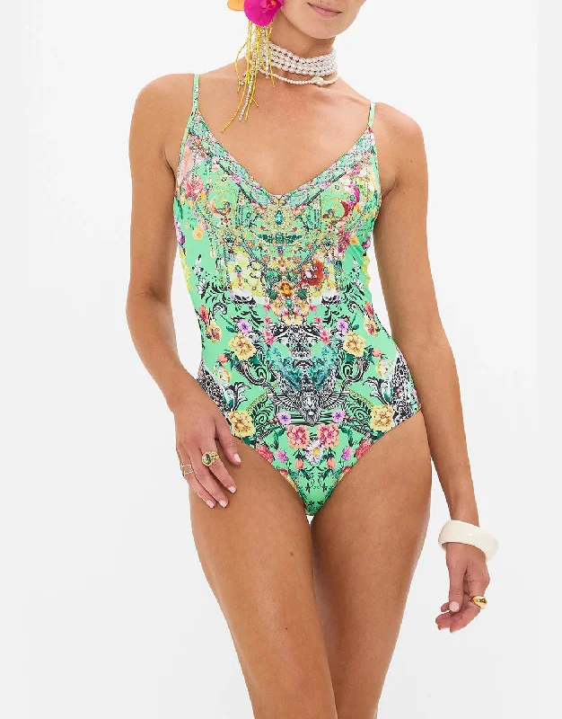 Wired V-Neck One Piece, Porcelain Dream, C Cup