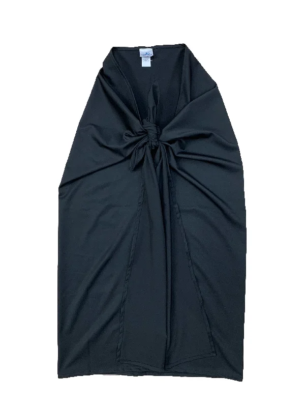 Black Front Tie Non Stretch Swim Skirt