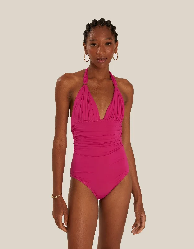 Adjustable Halter One Piece Carmine