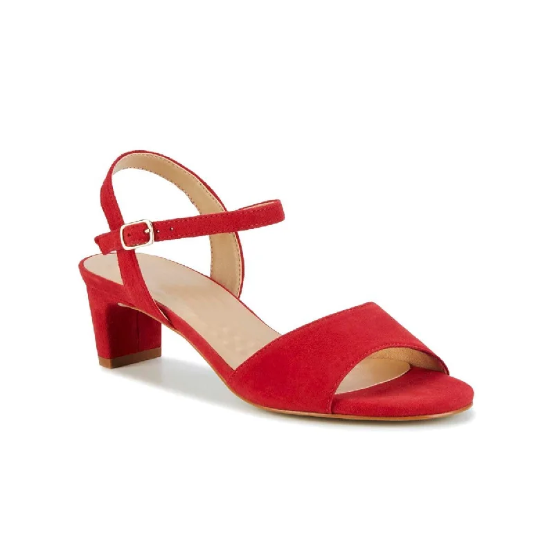 Ros Hommerson Lydia Women Adjustable Buckle Strap Sandal In Red Suede