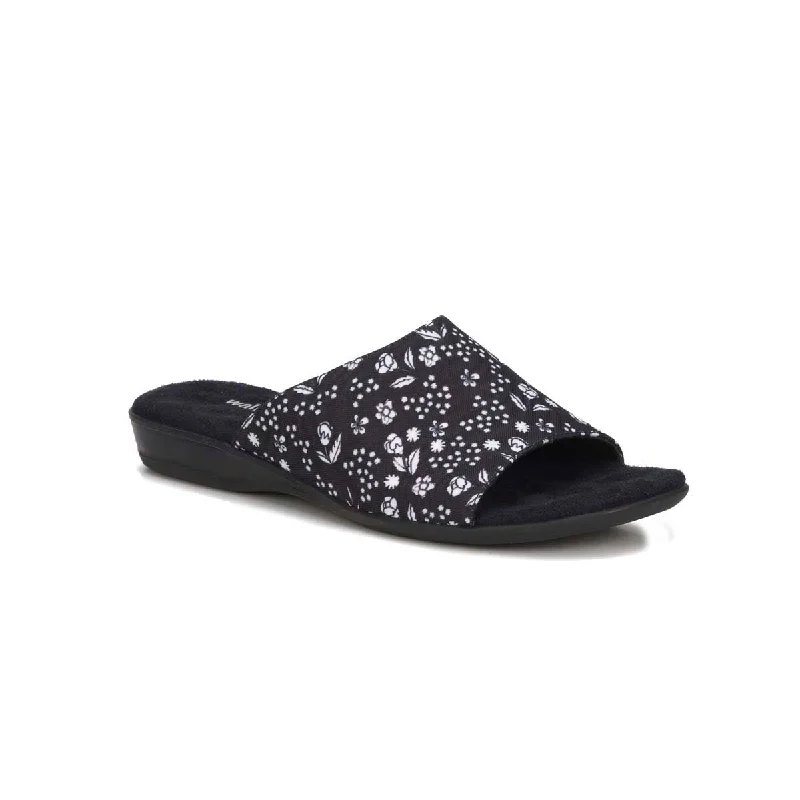 Walking Cradles Wc Cam Women Slip-on Sandal In Black Floral Print Fabric