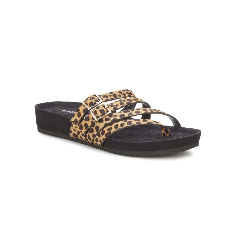 Walking Cradles Wc Penelope Women Thong Sandal In Tan Cheetah Calf Hair