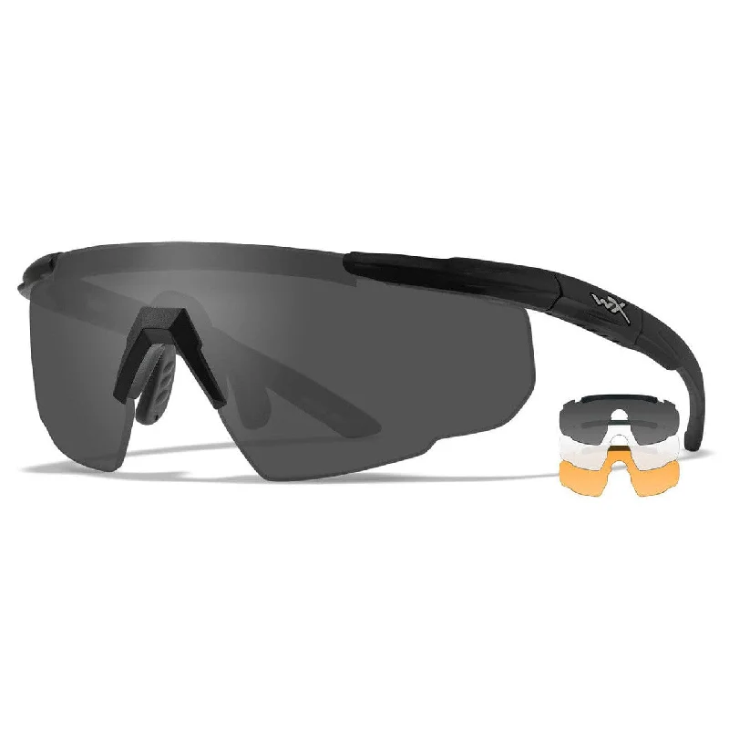 Wiley X Saber Advanced Ballistic Safety Glasses Kit with Matte Black Frame and Clear, Grey, and Light Rust Lenses