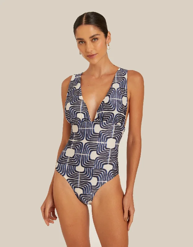 Ruched V Neck One Piece One Piece Paros