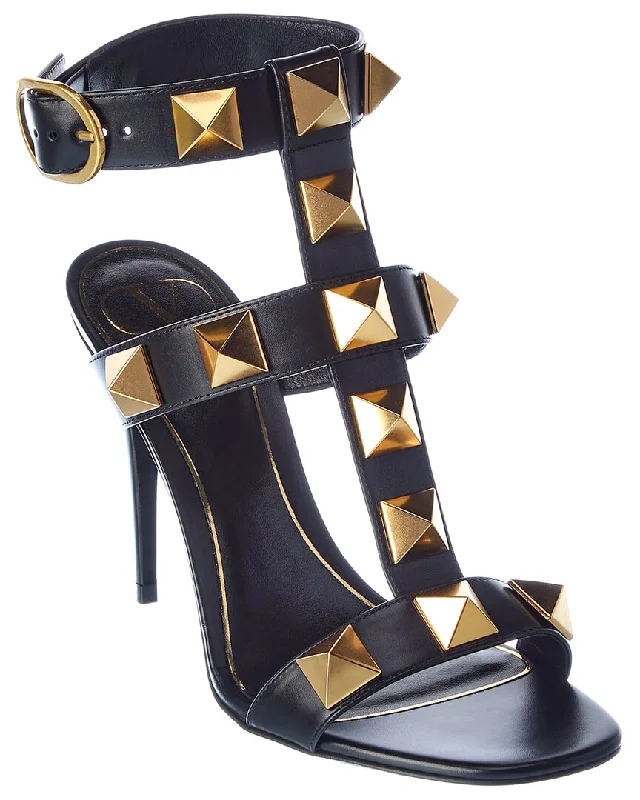 Valentino Roman Stud 100 Leather Ankle Strap Sandal