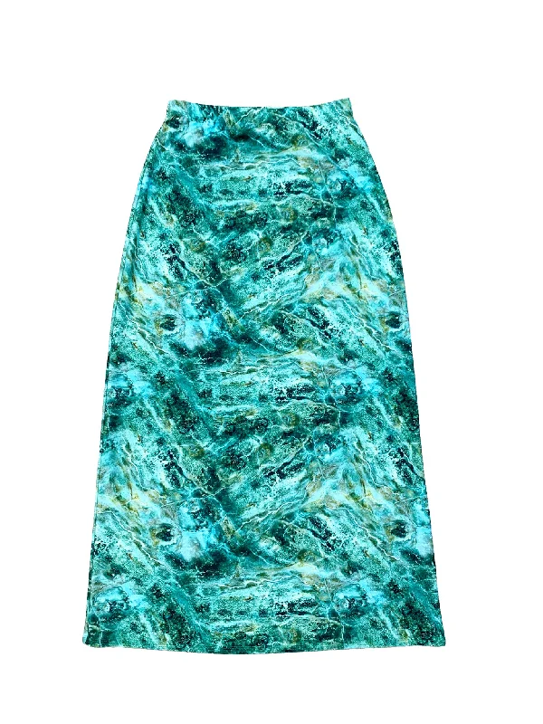 Green Marble Maxi Swim Skirt