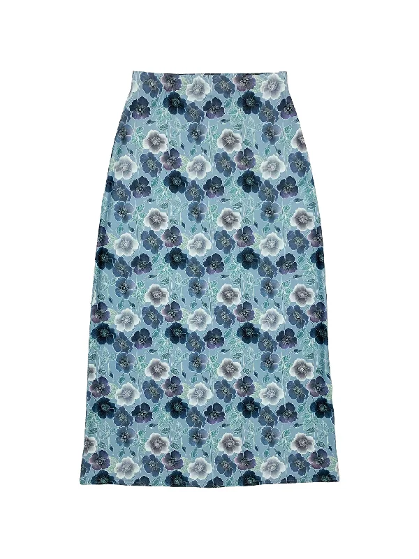 Blue Floral Maxi Swim Skirt