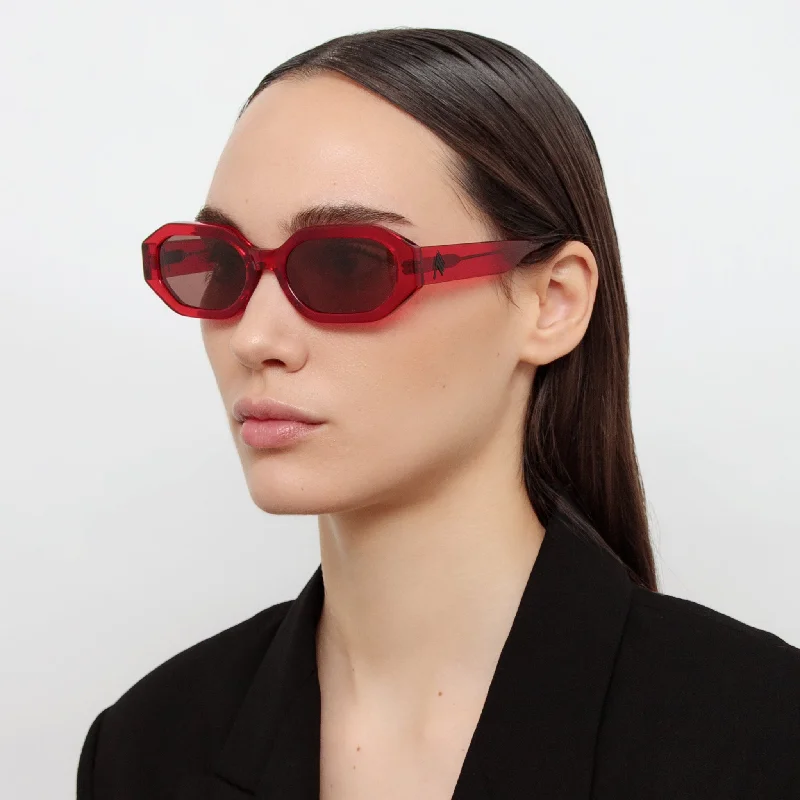 Irene Angular Sunglasses in Red and Brown