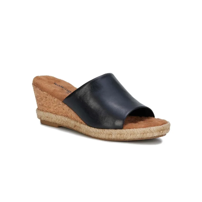 Walking Cradles Adele Women Wedge Slide Sandal In Black Nappa Leather