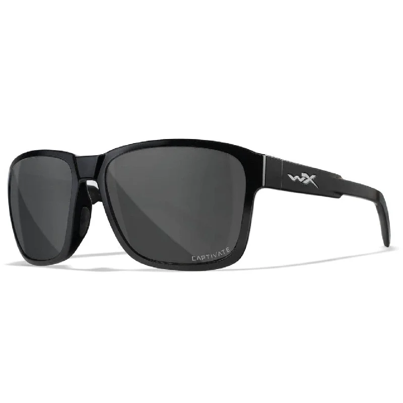 Wiley X Trek Sunglasses with Black Frame and Captivate Polarized Grey Lens