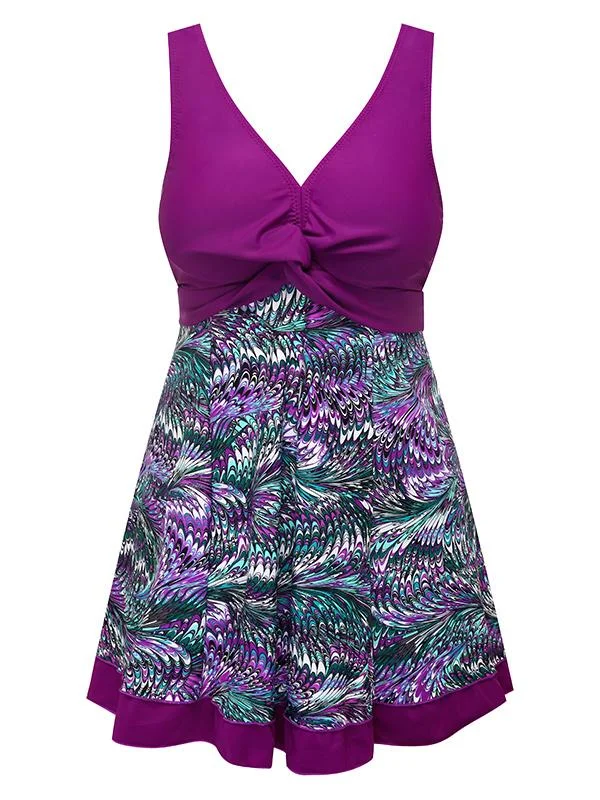 Modest Swimwear for Women and Slimming Peacock Skirted Swimdress