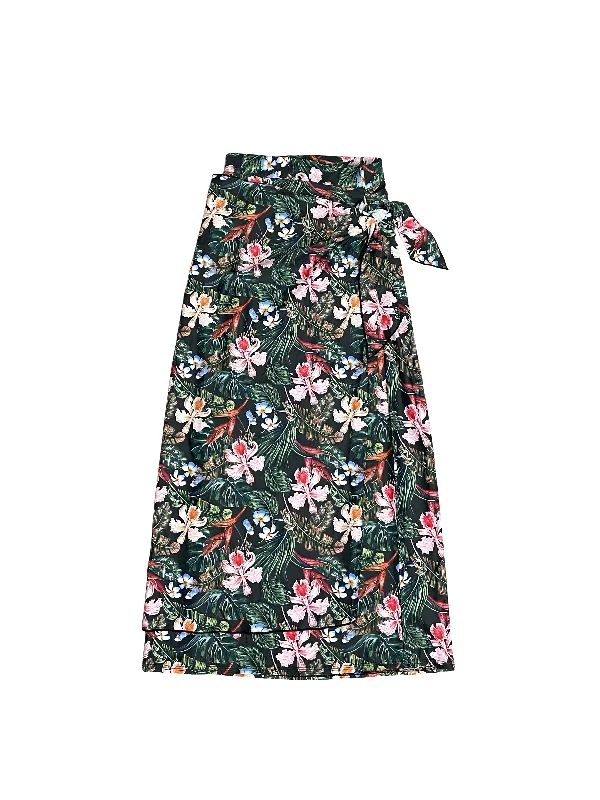 Hawaiian Print Maxi Wrap Swim Skirt