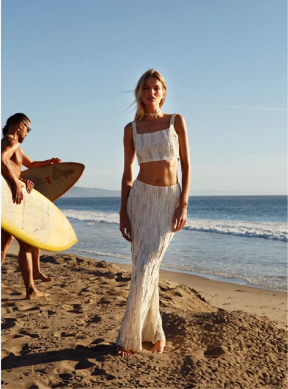 Aphrodite's White Beaded Co-ord Skirt - Daphne x Oceanus